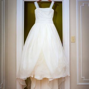 Wedding gown, flower belt accessory, veil